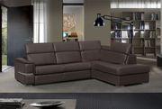 Italy-made brown full leather sectional couch main photo