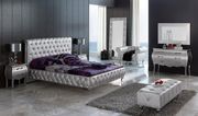 Silver modern platform bed with tufting all around main photo