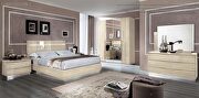 Modern silver ivory king bed w/ headboard lights main photo