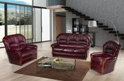 Full leather traditional burgundy brown sofa main photo