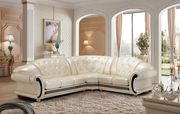Apolo RF (Pearl) Italian right-facing pearl leather sectional in royal tufted design