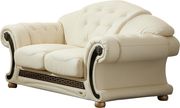 Ivory royal style tufted button design leather loveseat
