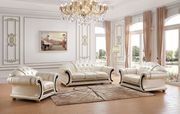 Pearl royal style tufted button design leather sofa