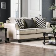 Transitional style fabric off white loveseat main photo