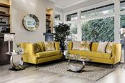 Plush microfiber US-made casual sofa in yellow