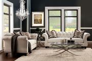 Royal style tufted sofa in light beige fabric