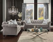 Antoinette (Dolphin Gray) Royal style tufted sofa in gray fabric
