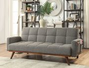 Gray linen fabric sofa bed in mid-century modern style main photo
