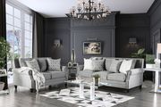 Linen-like gray fabric US-made nailhead trim sofa main photo