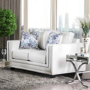 Off-white chenille fabric casual style loveseat