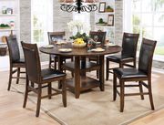 Parson style round walnut wood dining table