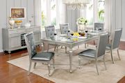 Silver gray glam style family size dining table main photo