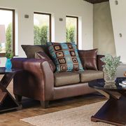 Leatherette/chenille fabric contemporary loveseat