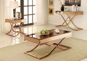 Brass finish mirror top glam style coffee table main photo