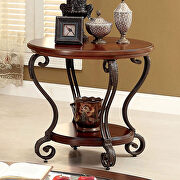 Traditional classic round end table w/ glass insert