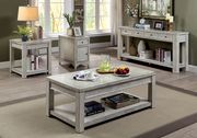 Transitional style atique white wood coffee table main photo