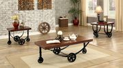 Industrial style coffee table w/ fixed caster wheels main photo