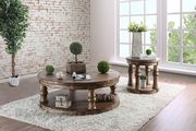 Antique oak solid wood round coffee table main photo