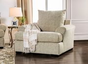 Transitional style beige woven fabric chair