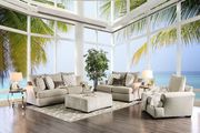 Transitional style beige woven fabric sofa main photo