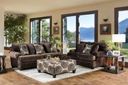 Brown soft microfiber US-made casual style sofa main photo