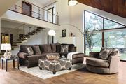 Bonaventura (Brown) Brown microfiber large living room sectional sofa