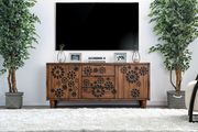 Floral pattern solid natural wood TV Stand main photo