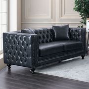 Tuxedo design dark gray leatherette sofa main photo