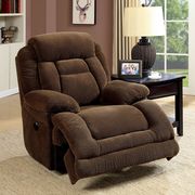 Power-assist brown fabric recliner chair main photo