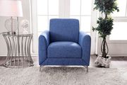 Blue linen-like fabric contemporary chair main photo