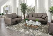 Brown linen-like fabric contemporary sofa main photo