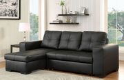 Simple casual reversible sectional sofa in black main photo