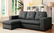 Denton (Gray) Simple casual reversible sectional sofa in gray fabric