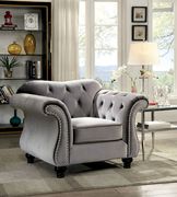 Gray fabric glam style tufted chair main photo
