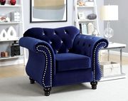 Jolanda (Blue) Blue fabric glam style tufted chair