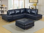 Contemporary blue sectional w/ ottoman set in blue main photo