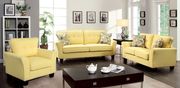 Transitional style yellow fabric casual sofa main photo