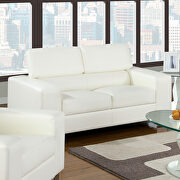 White bonded leather match contemporary loveseat