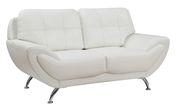 White leatherette contemporary style loveseat main photo