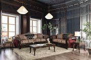 Traditional leatherette/chenille fabric sofa main photo
