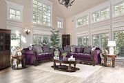 Purple premium fabric transitional style sofa