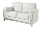 White leatherette loveseat w/ metal accents main photo