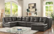 Gray leatherette 6pcs modular sectional sofa