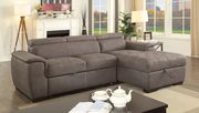 Ash brown fabric sectional w/ built-in bed