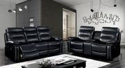 Black leather recliner sofa in contemporary style main photo