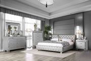 Contemporary tufted full bed w/ bluetooth speakers main photo