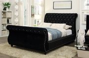 Noella (Black) Contemporary platform bed with tufted hb/fb
