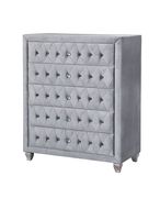 Alzir (Gray) Flannelette fabric tufted modern chest in gray