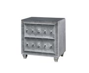 Flannelette fabric tufted nightstand in gray