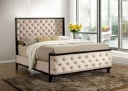 Wingback design ivory fabric king size bed main photo